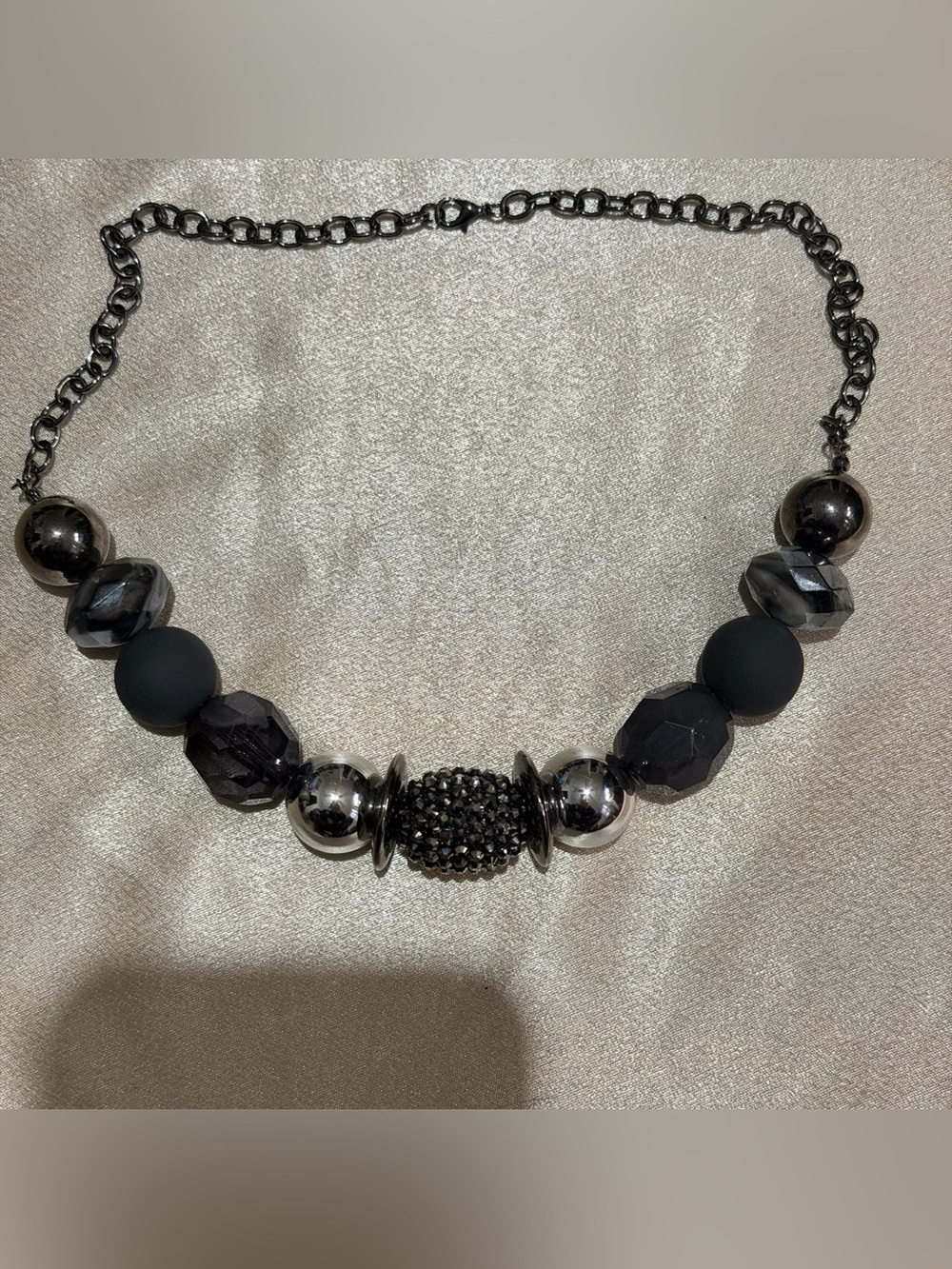 Paparazzi A Warm Welcome Black Gunmetal Statement Beaded Necklace